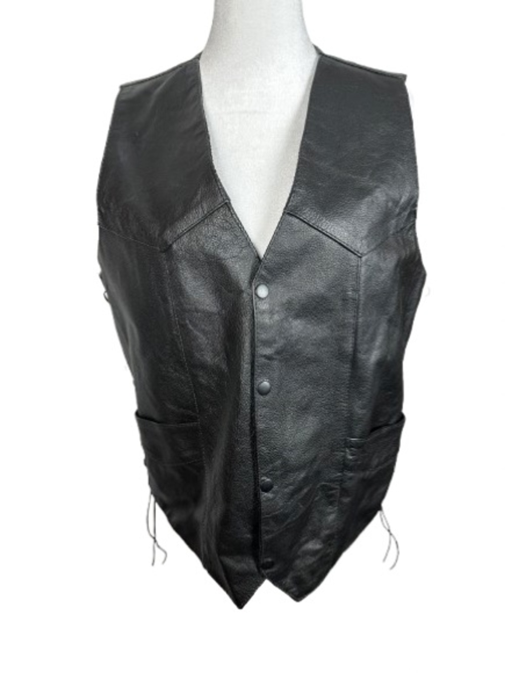 Buffalo Outdoors Black Leather Snap-Front Vest Size 2XL